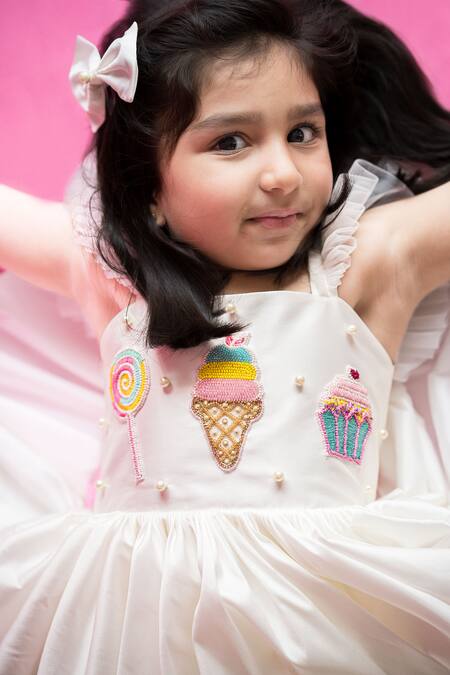 Ruchika Lath Label White Taffeta, Linen Beads, Embroidery Candy Mania Embellished Dress at Aza Fashions Ruchika Lath Label_White Taffeta, Linen Beads, Embroidery Candy Mania Embellished Dress _at_Aza_Fashions