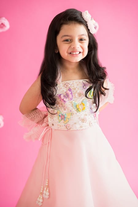 Buy Ruchika Lath Label Pink Brocade, Organza Sequins, Butterfly Magic Embellished Blouse Lehenga Set Online at Aza Fashions Buy_Ruchika Lath Label_Pink Brocade, Organza Sequins, Butterfly Magic Embellished Blouse Lehenga Set _Online_at_Aza_Fashions