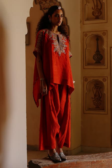 Avacara Marodi Work Kaftan With Dhoti Pant 