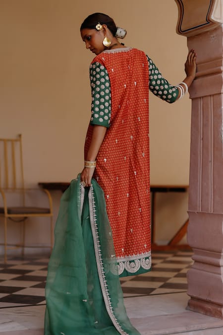 Avacara Hand Block Print Kurta Churidar Set 