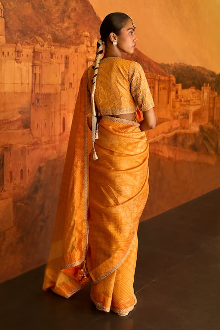 Punit Balana Silk Bandhani Print Saree With Blouse 