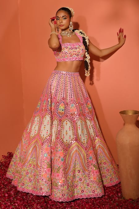 Rajbinder Chahal Applique Embroidered Bridal Lehenga Set 