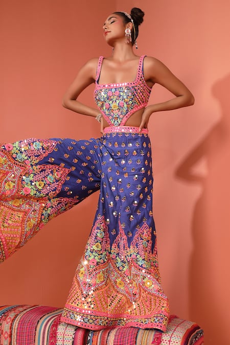 Rajbinder Chahal Thread & Mirror Embroidered Jumpsuit 