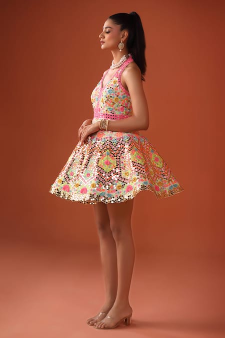 Rajbinder Chahal Mirror & Thread Embroidered Dress 