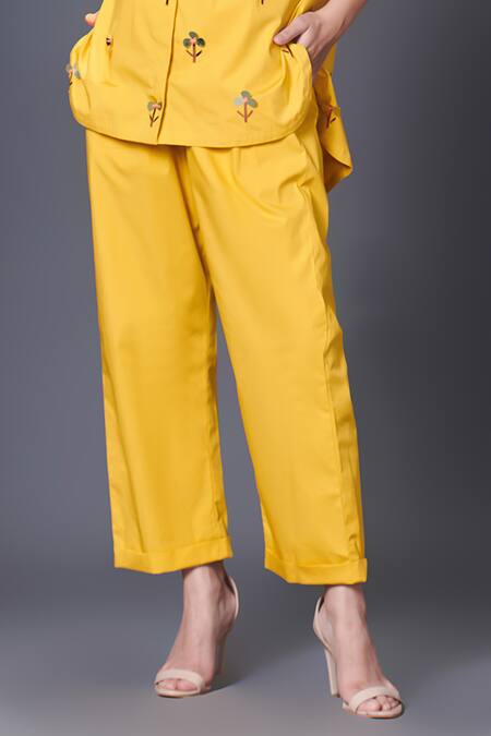 Buy Deepika Arora Yellow Cotton Sequins Bandeau Neck Embroidered Shirt And Pant Set Online at Aza Fashions Buy_Deepika Arora_Yellow Cotton Sequins Bandeau Neck Embroidered Shirt And Pant Set_Online_at_Aza_Fashions