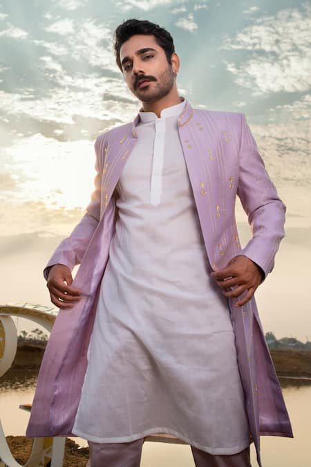 Runit Gupta Lush Pearl Embellished Sherwani & Kurta Set 