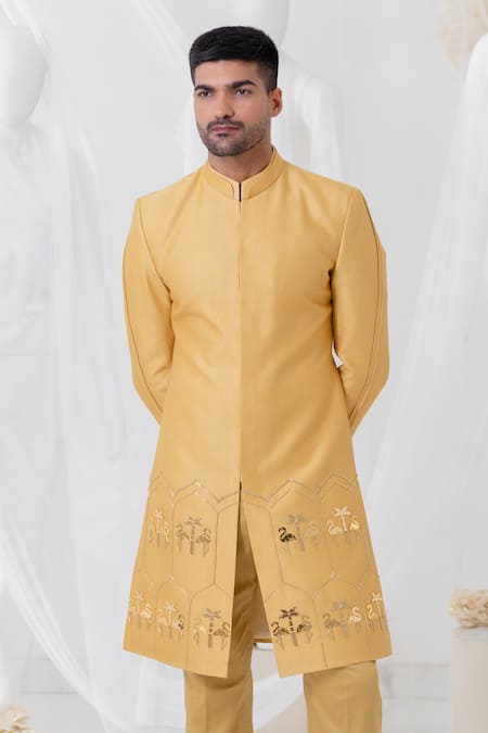Runit Gupta Glow Flamingo Embellished Sherwani Set 