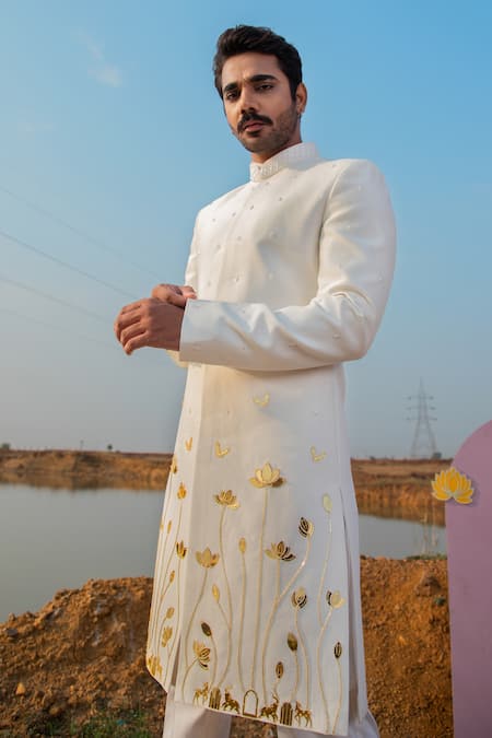 Runit Gupta Bloom Applique Embellished Sherwani & Kurta Set 