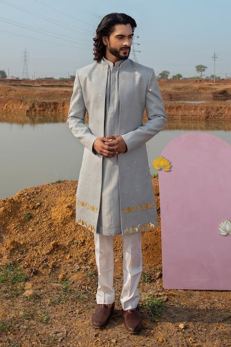 Runit Gupta Applique Embellished Sherwani Set 