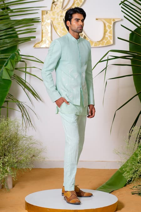 Runit Gupta Floral Pattern Jodhpuri & Kurta Set 