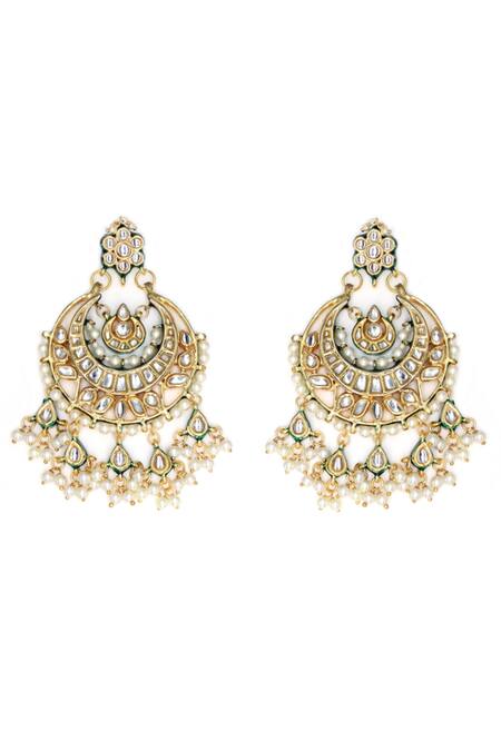 Buy_Tad Accessories_White Beads, Pearls Drop Chaandbalis _Online_at_Aza_Fashions