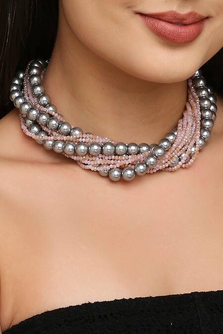 Tad Accessories Multi Color Glass Pearl Twisted Choker Online at Aza Fashions Tad Accessories_Multi Color Glass Pearl Twisted Choker _Online_at_Aza_Fashions