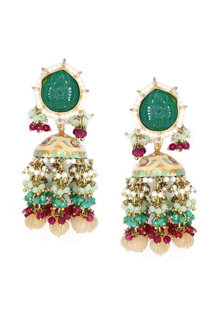 Buy Tad Accessories Green Beads, Stones Semi Precious Embellished Choker Set Online at Aza Fashions Buy_Tad Accessories_Green Beads, Stones Semi Precious Embellished Choker Set _Online_at_Aza_Fashions