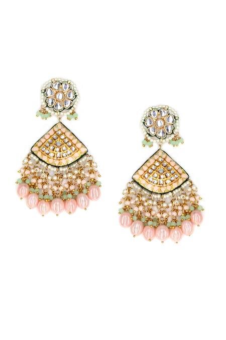 Buy_Tad Accessories_Pink Stones, Diamonds Semi Precious Embellished Jewellery Set _Online_at_Aza_Fashions