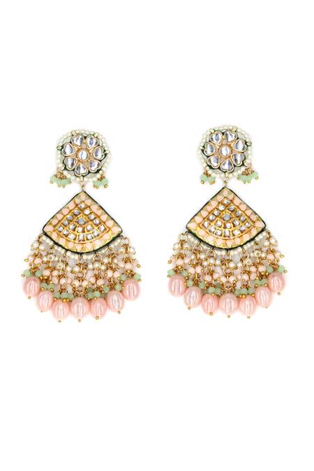 Shop_Tad Accessories_Pink Stones, Diamonds Semi Precious Embellished Jewellery Set _Online_at_Aza_Fashions