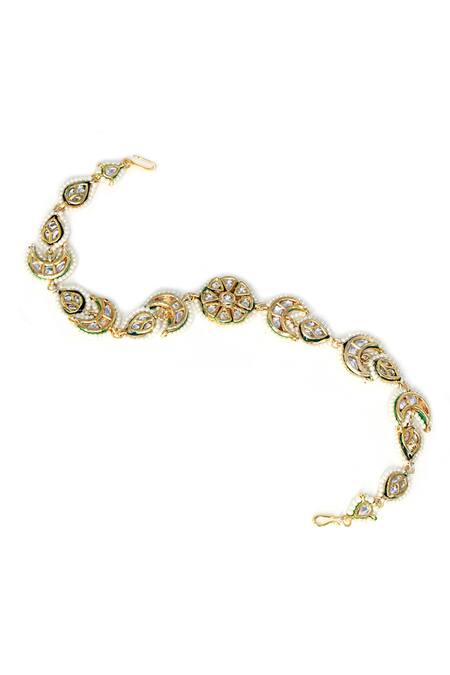 Buy Tad Accessories White Floral Cut Work Embellished Mathapatti Online at Aza Fashions Buy_Tad Accessories_White Floral Cut Work Embellished Mathapatti _Online_at_Aza_Fashions