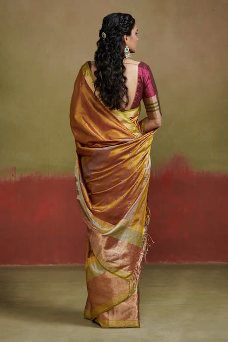 Dressfolk Maheshwari Handloom Silk Saree with Running Blouse 