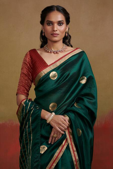 Sea Green Border Work Saree | Designer silk sarees, Saree designs, Art silk  sarees