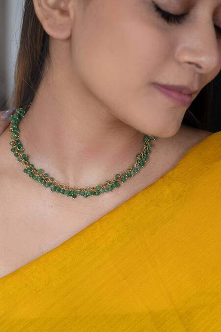 Do Taara_Green Onyx Stone Choker Necklace_Online_at_Aza_Fashions