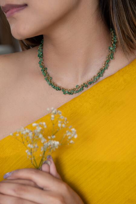 Buy_Do Taara_Green Onyx Stone Choker Necklace_Online_at_Aza_Fashions