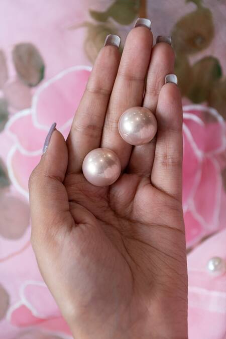 Shop_Do Taara_Pink Pearls Embellished Studs _Online_at_Aza_Fashions