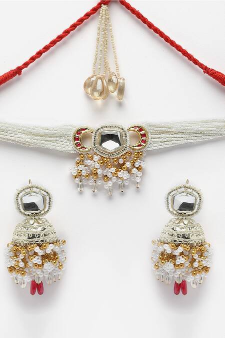 Buy_Dugran By Dugristyle_Multi Color American Diamond Embellished Pendant Choker Set _Online_at_Aza_Fashions