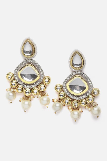 Shop_Dugran By Dugristyle_Gold Plated Diamonds, Pearls, Stones American Embellished Choker Set _Online_at_Aza_Fashions