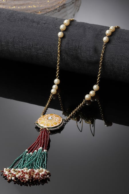 Buy Multi Color Natural Stone Embellished Pendant Necklace by Do Taara  Online at Aza Fashions.