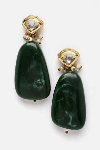 Shop_Dugran By Dugristyle_Multi Color Diamonds, Pearls Layered Embellished Pendant Necklace Set _Online_at_Aza_Fashions