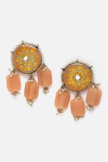 Shop_Dugran By Dugristyle_Multi Color Pearls, Stones Embellished Layered Pendant Necklace Set _Online_at_Aza_Fashions