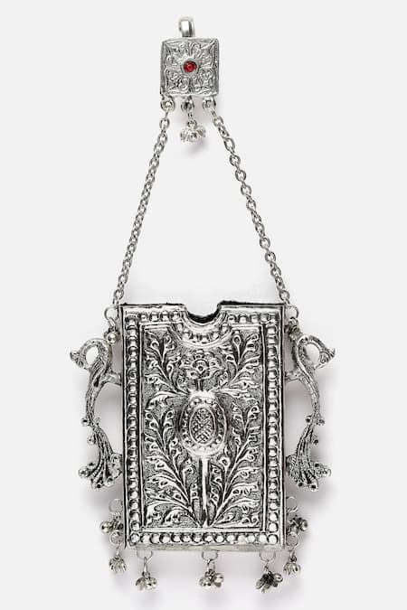 Dugran By Dugristyle_Silver Floral Carved Mobile Hanging _Online_at_Aza_Fashions
