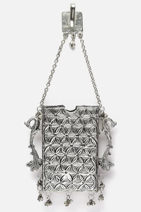 Buy_Dugran By Dugristyle_Silver Floral Carved Mobile Hanging _Online_at_Aza_Fashions