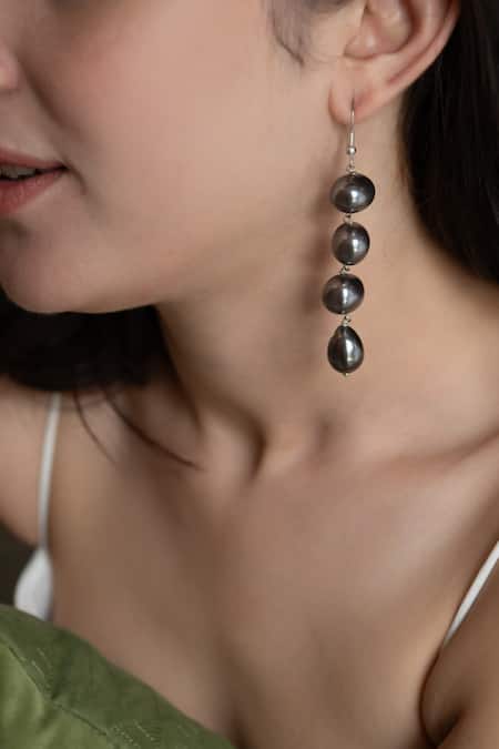 Do Taara Grey Pearls Drop Danglers Online at Aza Fashions Do Taara_Grey Pearls Drop Danglers _Online_at_Aza_Fashions