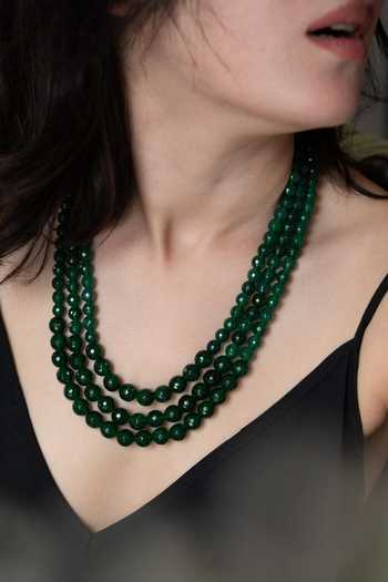 Buy Do Taara Green Garnet Bead Multi Layer Necklace at Aza Fashions Buy_Do Taara_Green Garnet Bead Multi Layer Necklace _at_Aza_Fashions
