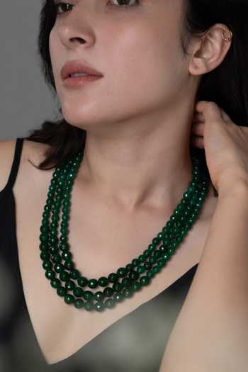 Buy Do Taara Green Garnet Bead Multi Layer Necklace Online at Aza Fashions Buy_Do Taara_Green Garnet Bead Multi Layer Necklace _Online_at_Aza_Fashions