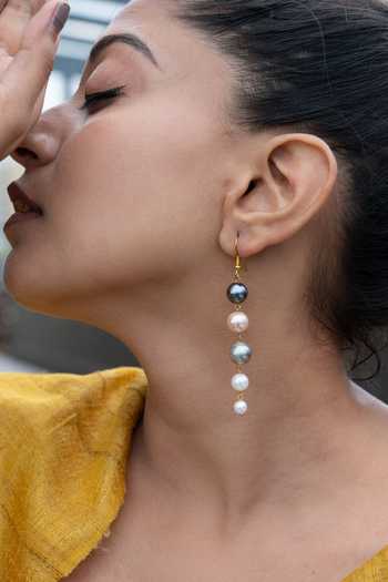 Buy Do Taara Multi Color Pearls Embellished Dangler Earrings at Aza Fashions Buy_Do Taara_Multi Color Pearls Embellished Dangler Earrings _at_Aza_Fashions