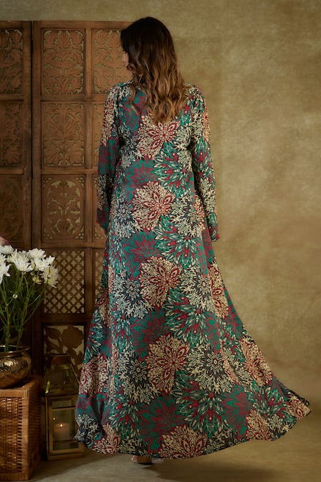 Mehak Murpana Floral Abstract Print Cape Dhoti Pant Set 