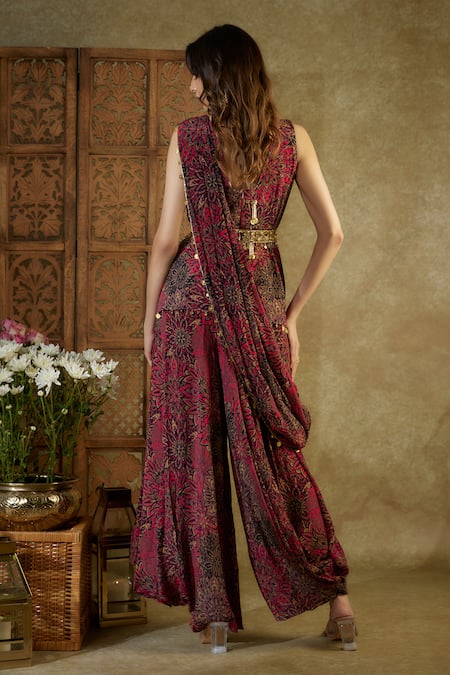 Mehak Murpana Abstract Floral Print Top Dhoti Pant Set 