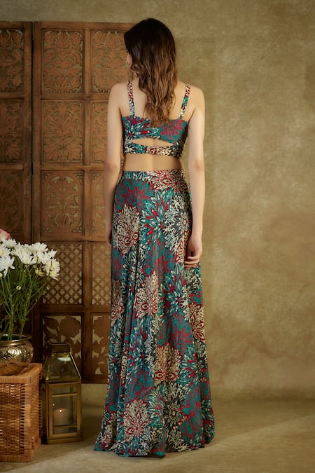 Mehak Murpana Blossom Abstract Print Blouse Skirt Set 