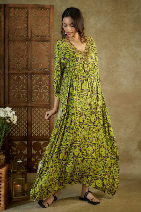 Mehak Murpana Geometric Print Kaftan 