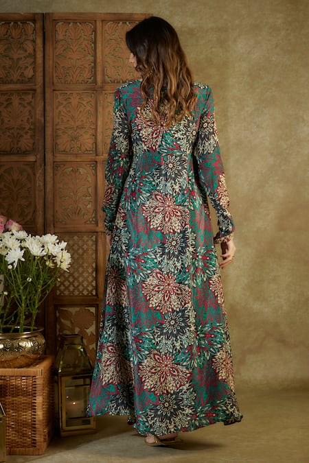 Mehak Murpana Abstract Floral Print Anarkali With Dupatta 