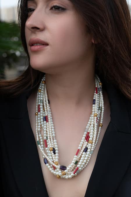 Asian Baroque Freshwater Pearl Multi-Strand Necklace, Luminous Creamy -  Ruby Lane
