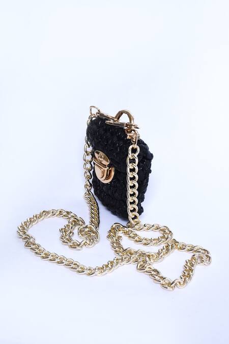 Bijit_Black Woven Arm Candy Mini Belt Bag_at_Aza_Fashions