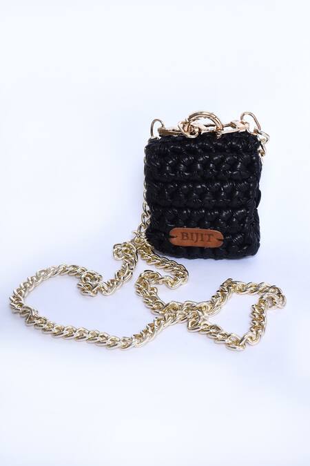 Buy_Bijit_Black Woven Arm Candy Mini Belt Bag