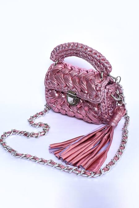 Bijit_Purple Woven Metallic Mini Sling Bag _at_Aza_Fashions