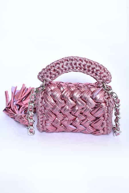 Buy_Bijit_Purple Woven Metallic Mini Sling Bag 
