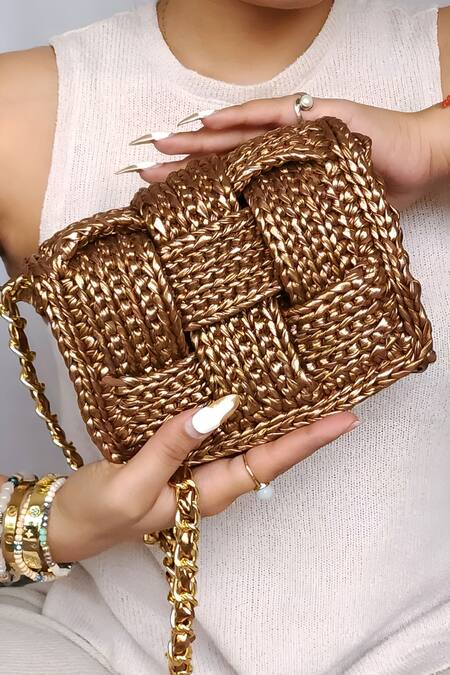 Buy Stushè Gold Cassette Handwoven Box Shaped Bag Online at Aza Fashions Buy_Stushè_Gold Cassette Handwoven Box Shaped Bag_Online_at_Aza_Fashions