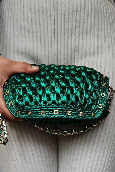 Stushè Telly Handwoven Stud Embellished Bag 