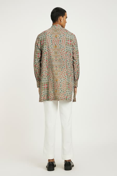 Nautanky Flower Print Short Kurta With Pant 