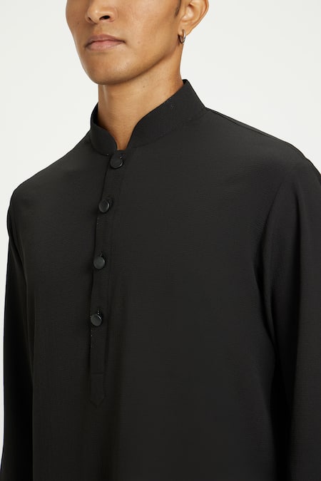 Shop_Nautanky_Black Cotton Raven Asymmetric Kurta With Pant 